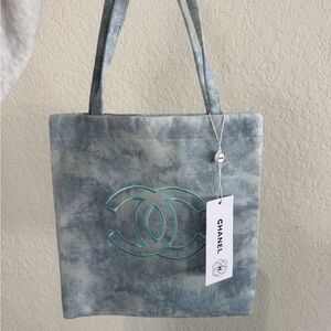 Chanel Light Blue Tie-Dye Canvas Tote Bag (GWP)
